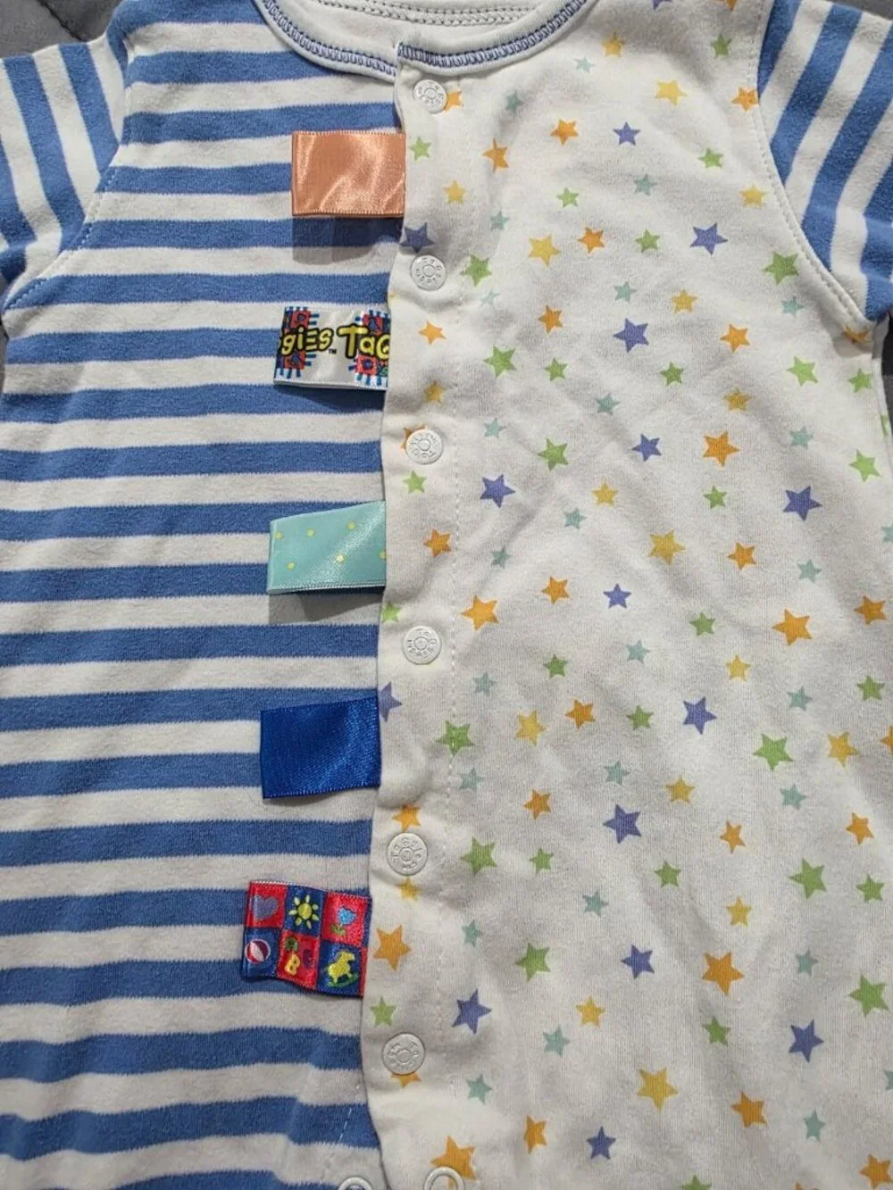 Taggies Mixed Pattern Footed Romper Stars and Stripes 0-3 Months